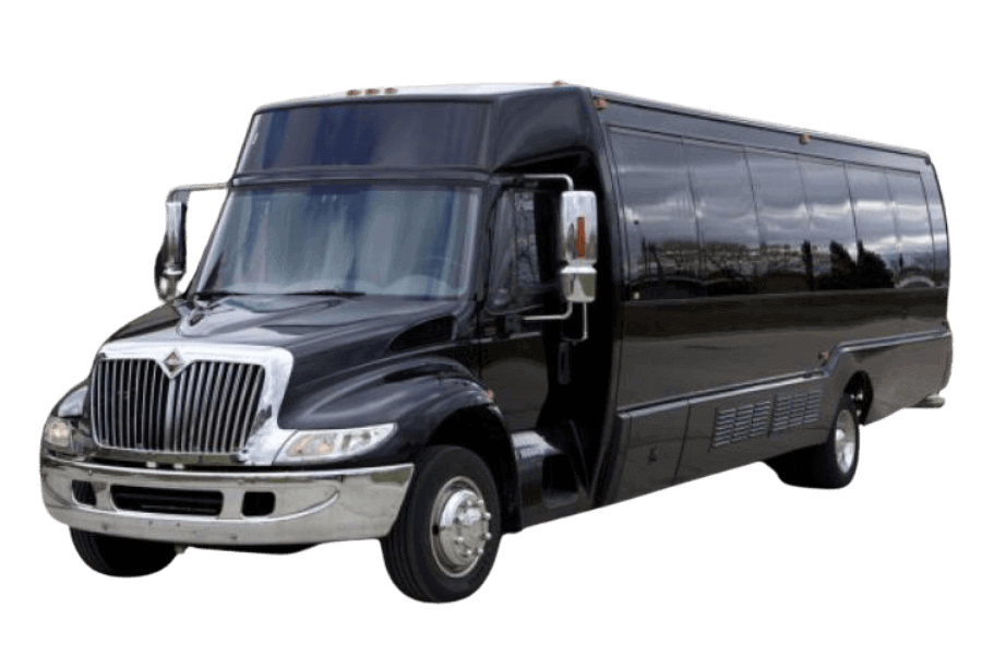 Black passenger bus for group transportation